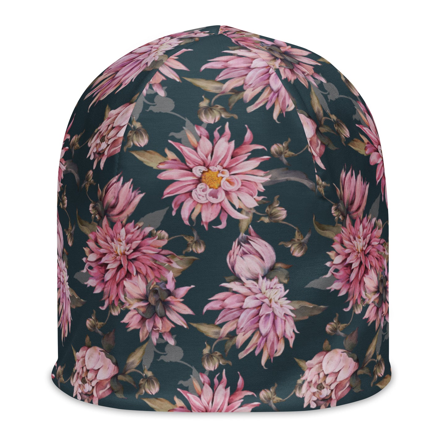 Dahlias - Blue - Lightweight Printed Beanie