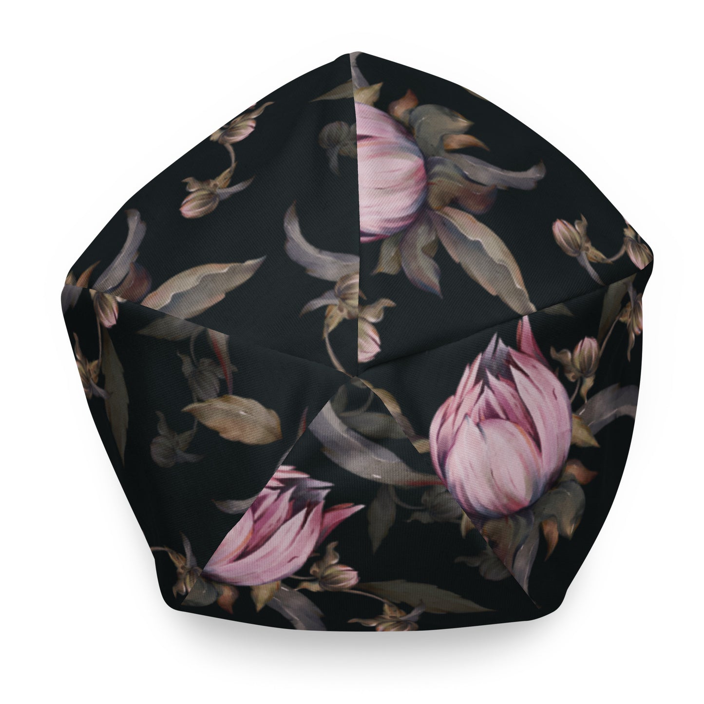 Dahlias - Black - Lightweight Printed Beanie